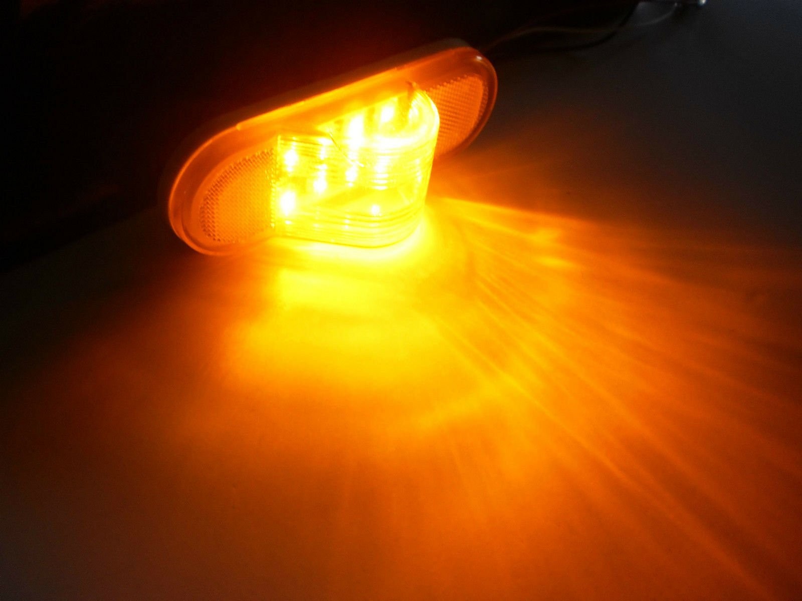TWO – 6″ Amber LED Mid Ship Lights Multi Function Park Turn Trailer Truck Semi