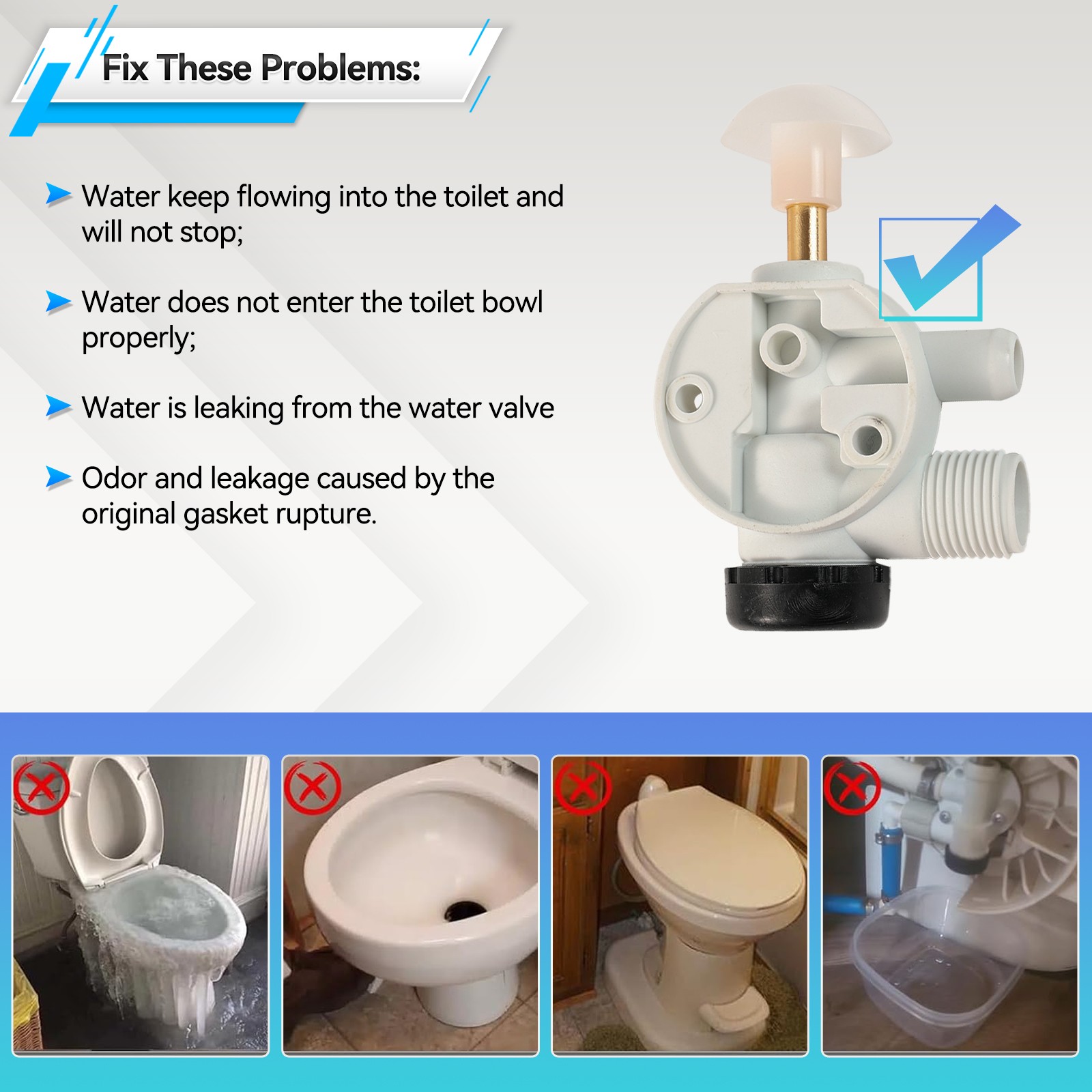 RV Toilet Water Valve Kit For Dometic Sealand 110 111 147 148 210 211 385314349