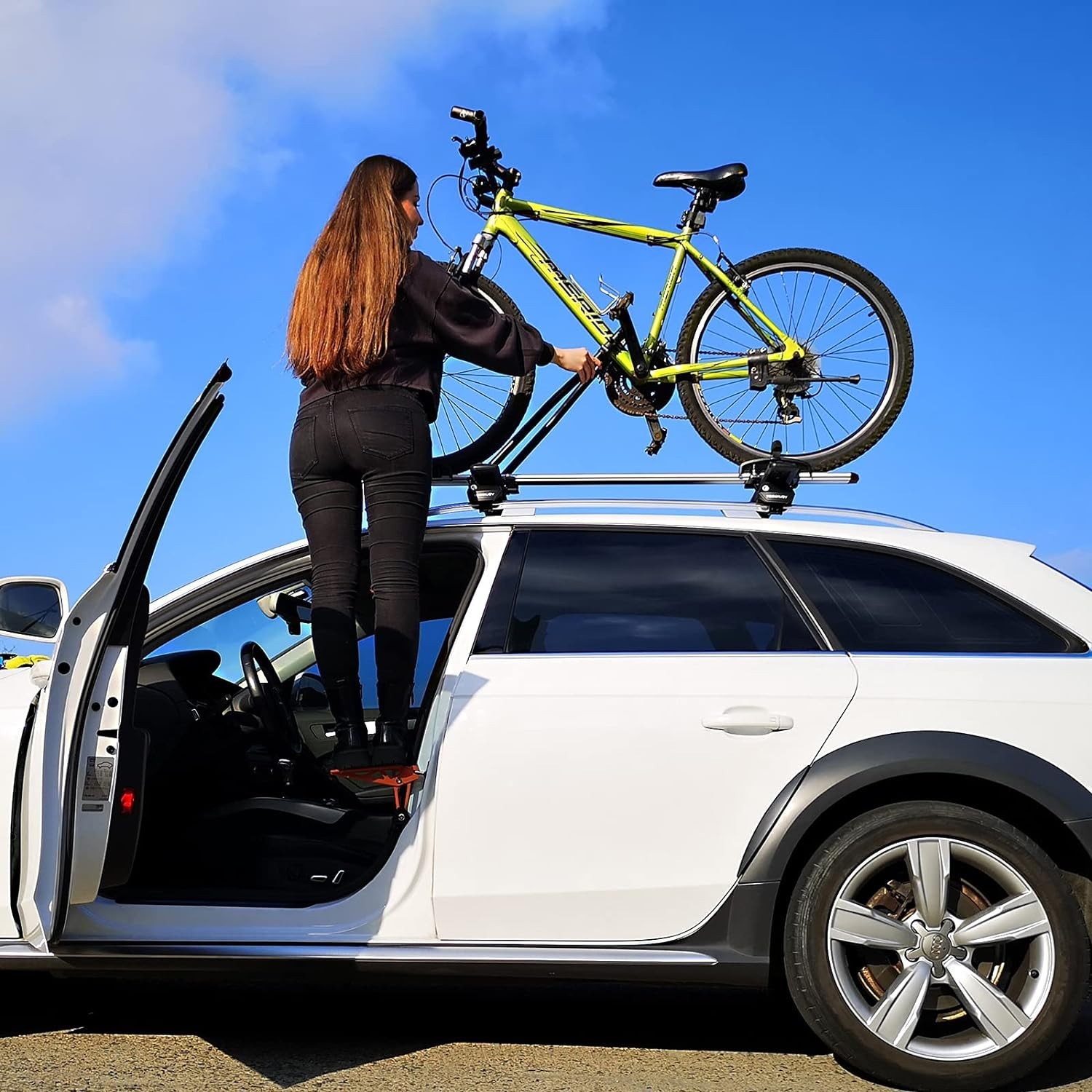 Universal Fit Car Door Step, Foldable Roof Rack Door Step Up on Door Latch, B…