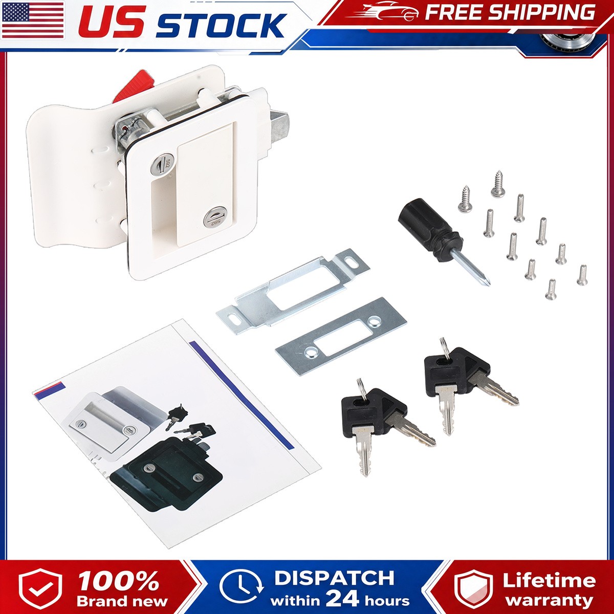 Replacement Lock RV Entry Door Metal Paddle Handle 5 Year Warranty Boxed