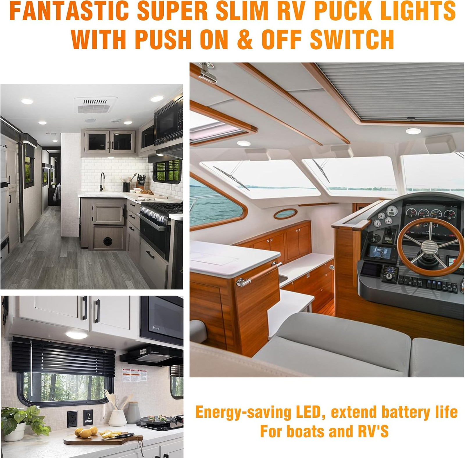4.5 Inch LED RV Puck Light Surface Mount 2 Pack SY-SM45 12V Daylight White 370LM