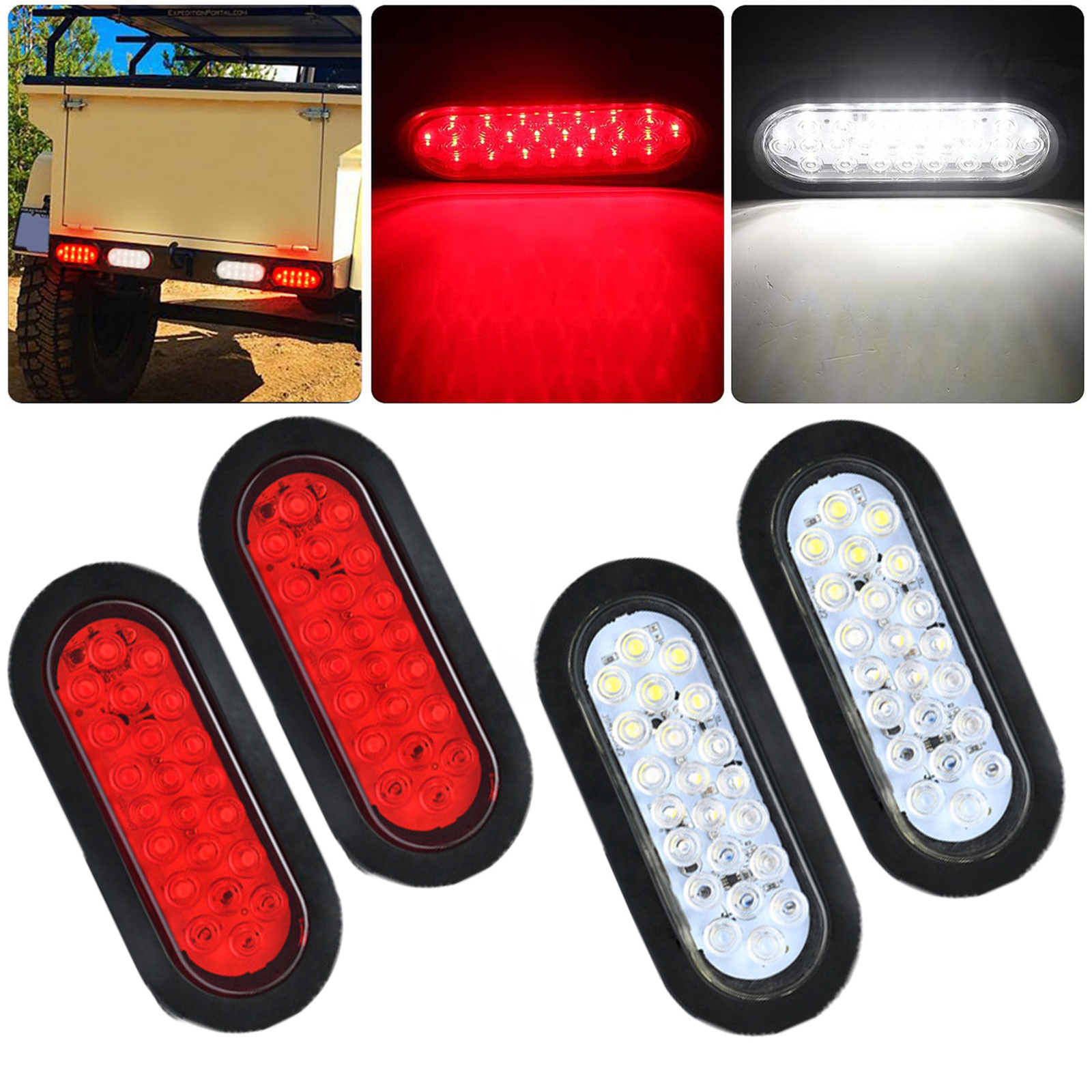 2x 6″ Oval LED Truck Trailer Brake Stop Lights Turn Signal Tail Lamp Waterproof
