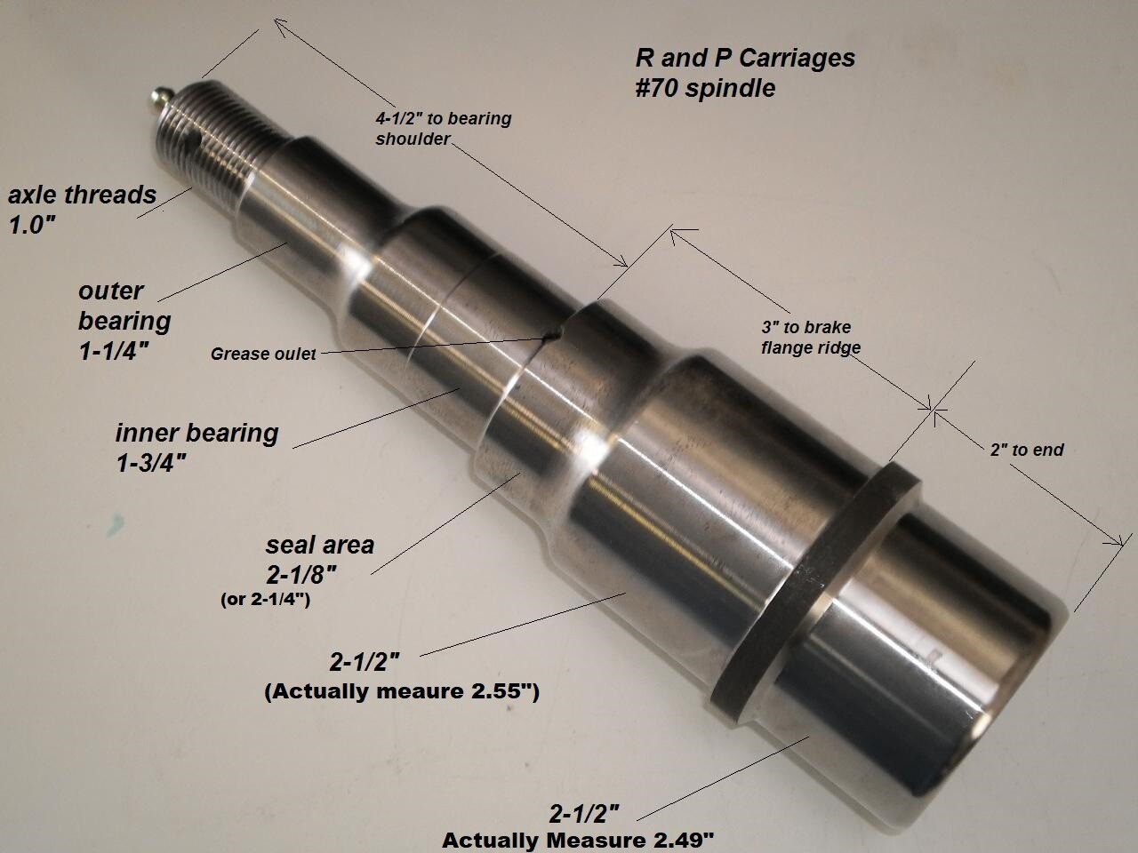 5200# 6000# & 7000# #42 Spindle, Replacement Torsion Trailer axle, w/Hardware
