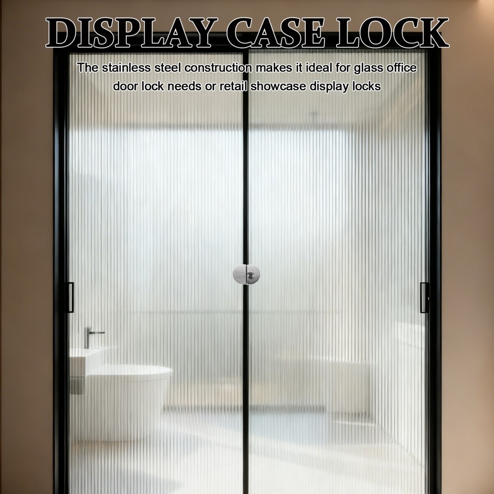 1Set Silver Glass Door Display Case Lock Reusable No Drilling for Cabinet Doors