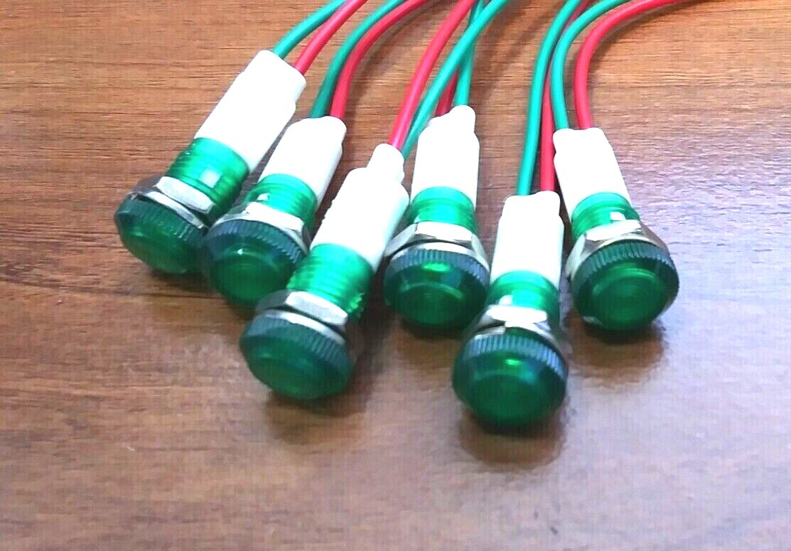6 BBT 12 volt Waterproof Low-Profile Bright Green LED RV Indicator Lights