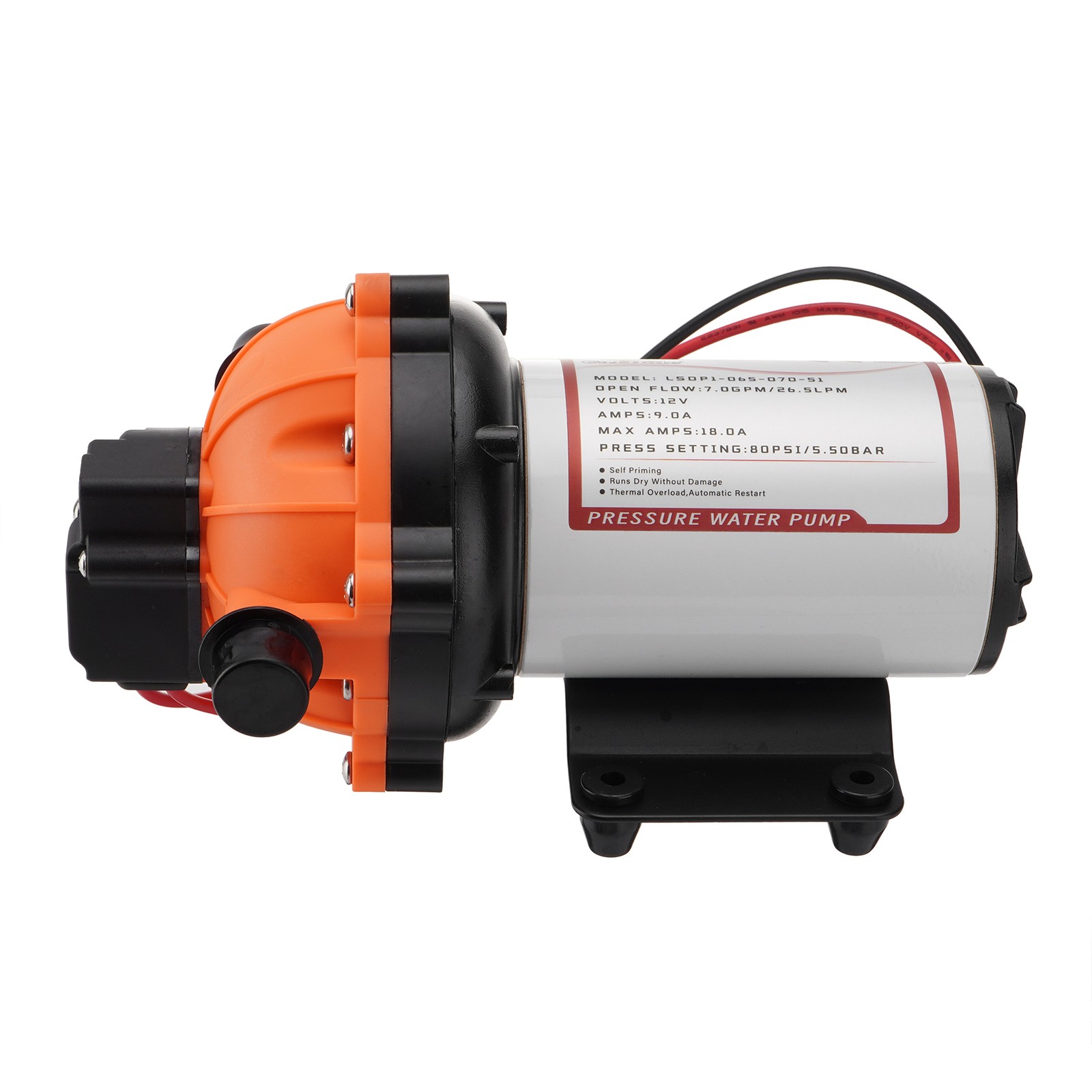 80PSI RV Water Pump 26.5L/min for Caravan Farm Camping Boat Marine High Pressure