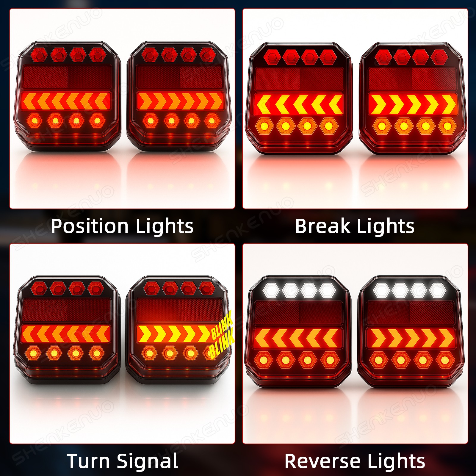 2PC Wireless Magnetic Trailer Light – Rechargeable LED TailLight Kit For Trailer
