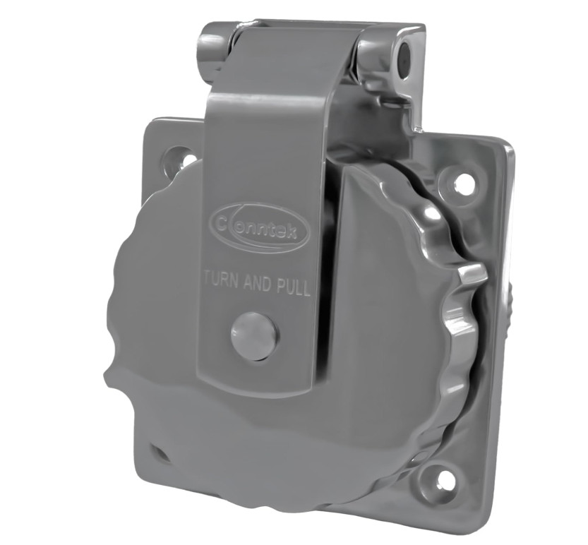 Conntek 30 Amp 125 Volt RV Marine Power Inlet – Stainless Steel