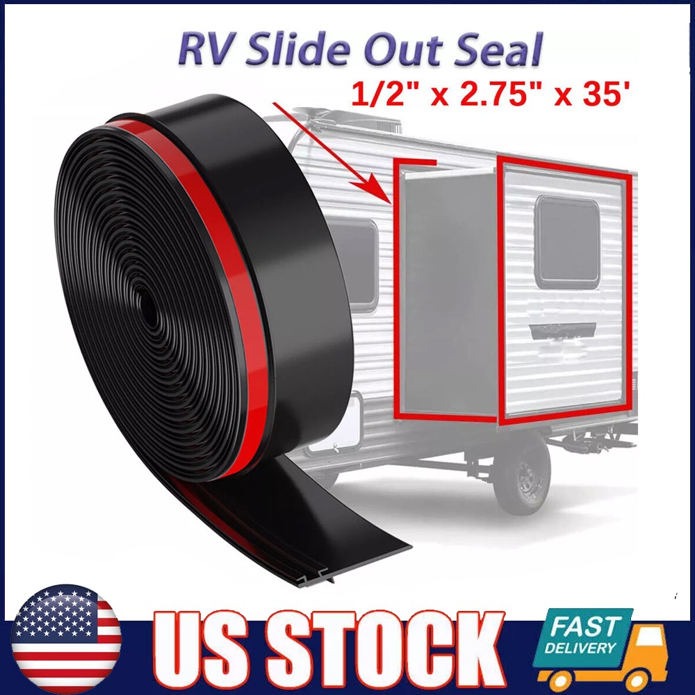 1/2″x2.75″x35′ RV Trailer Slide Out Wiper Seal Camper Travel Rubber Weather Seal