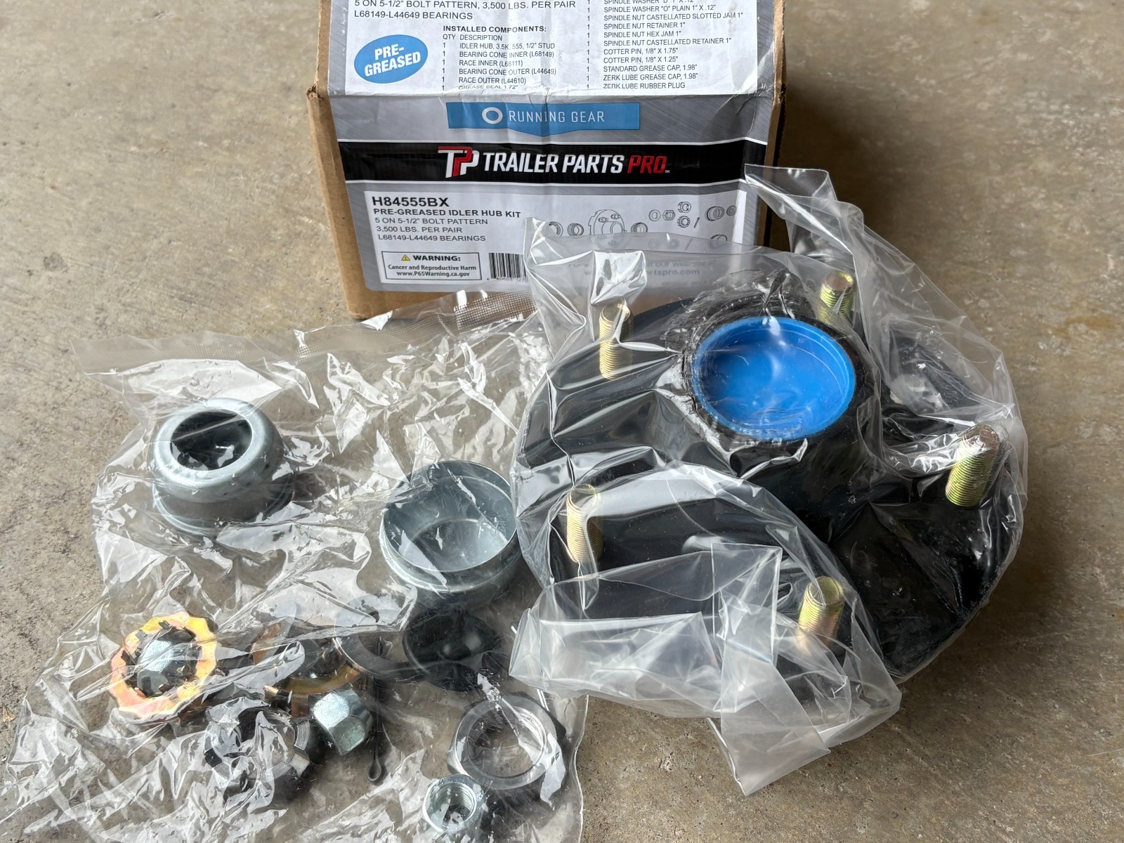 Trailer Parts Pro H84555BX Pre-Greased Hub Assembly 5 on 5.5″ Pattern 3K Axles ^