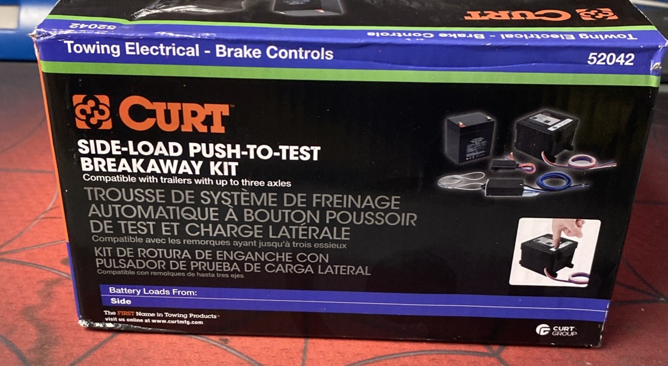 Curt 52042 Push-to-Test Breakaway Kit with Side-Load Battery