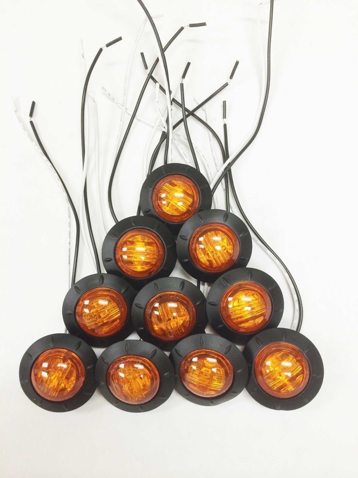 10 New 1-1/4″ Amber LED Marker Clearance Lights For Trailer / Truck /RV -24034