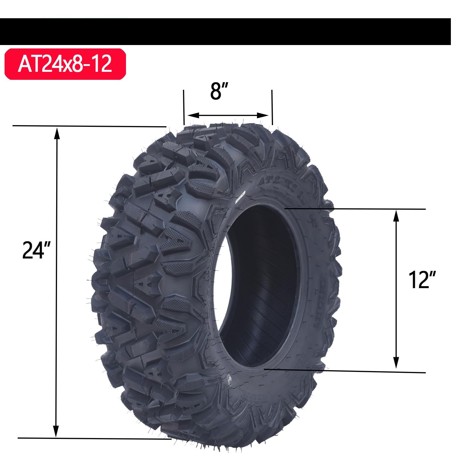 Set OF 2 6PR 24×8-12 ATV Tires 24x8x12 UTV Tire 24 8 12 All Terrain Heavy Duty