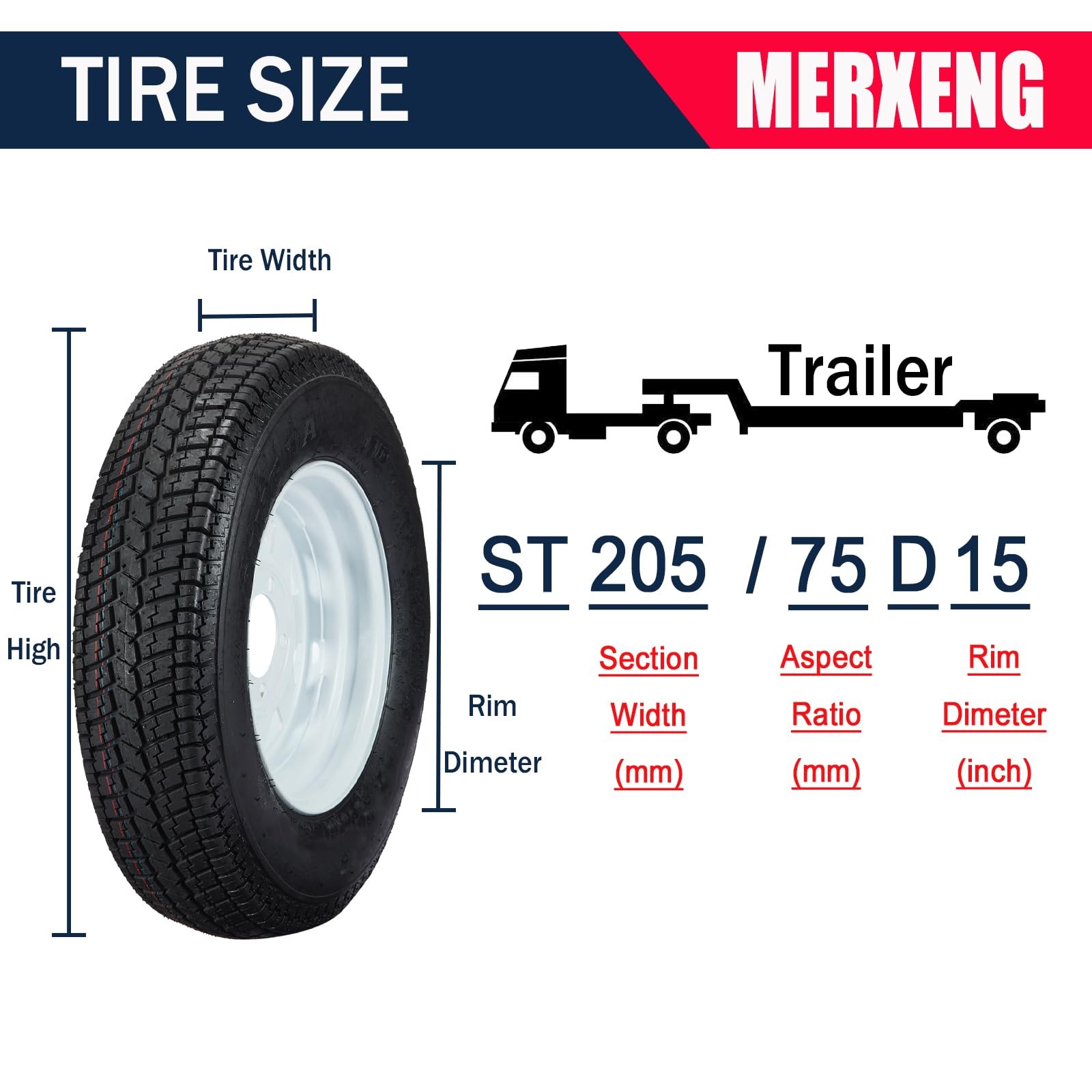 🔥2 PCS ST205/75D15 Trailer Tire 5 Lug 6 Ply ST205 75D 15 Tire with 15″ Rim Whee