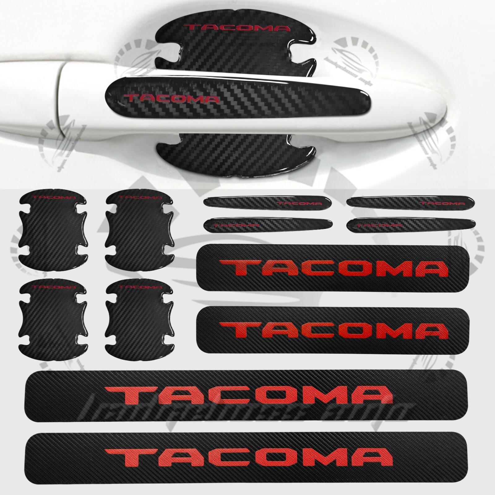12PC Door Sill Scuff Cover Stickers For Tacoma Handle Bowl Protector Accessories