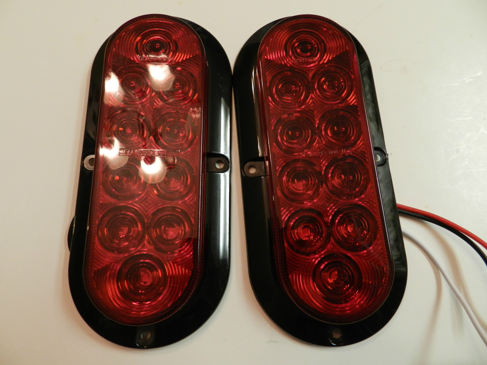 (2) RED Trailer 6″ Oval Surface mount tail light 10 LED with Chrome rings