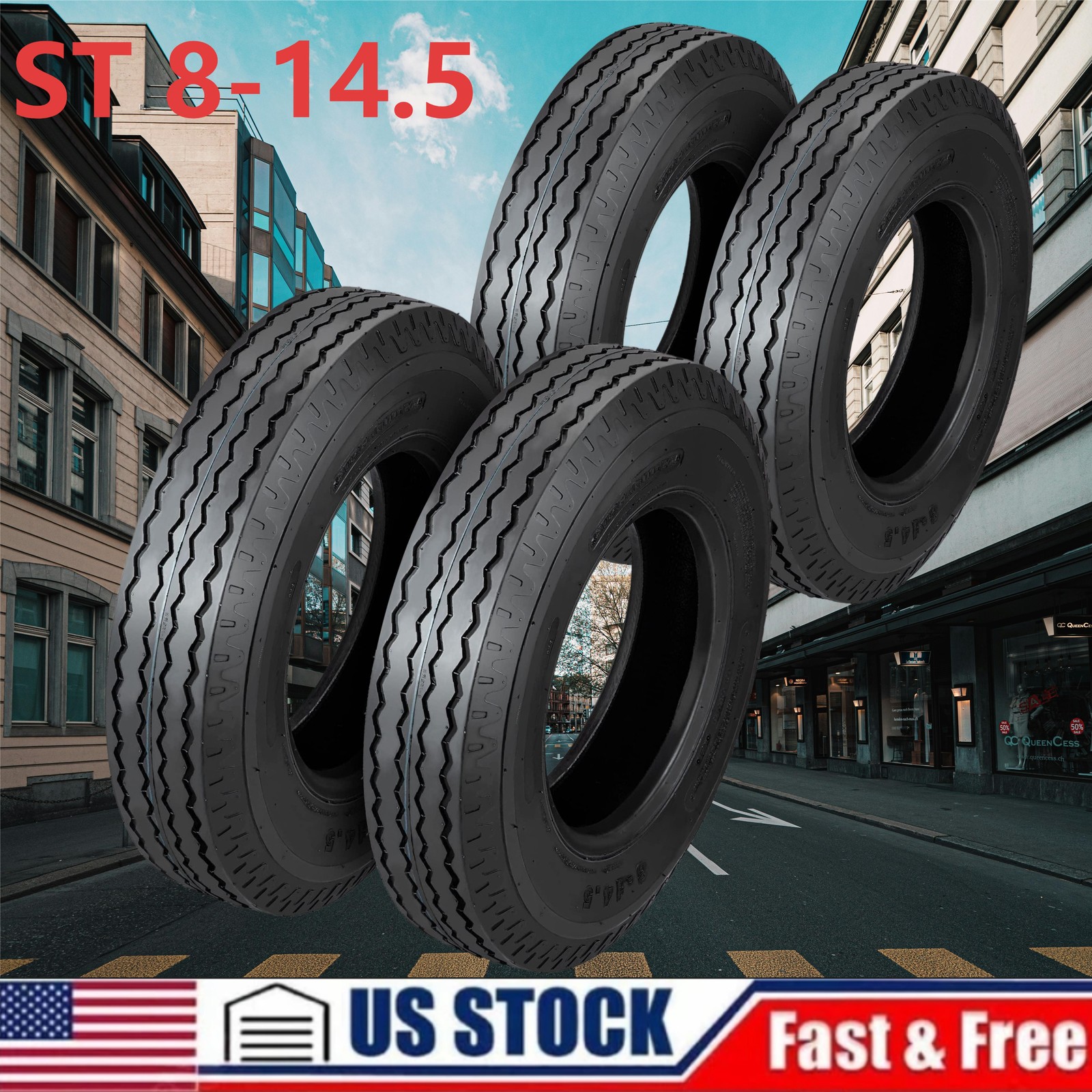 💎??4 Pack Trailer Tires ST 205/85D14.5 (8-14.5) Load G 14 Ply Speed Rating K Bi