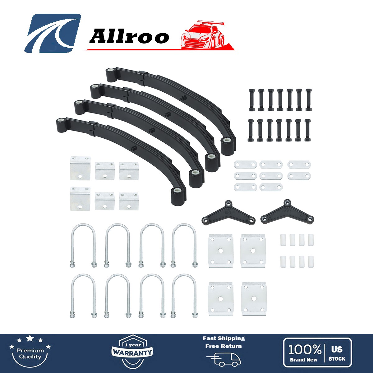 5000lbs Tandem Trailer Axle Suspension Kit – 4 leaves 2500lbs Spring/U-bolt kit
