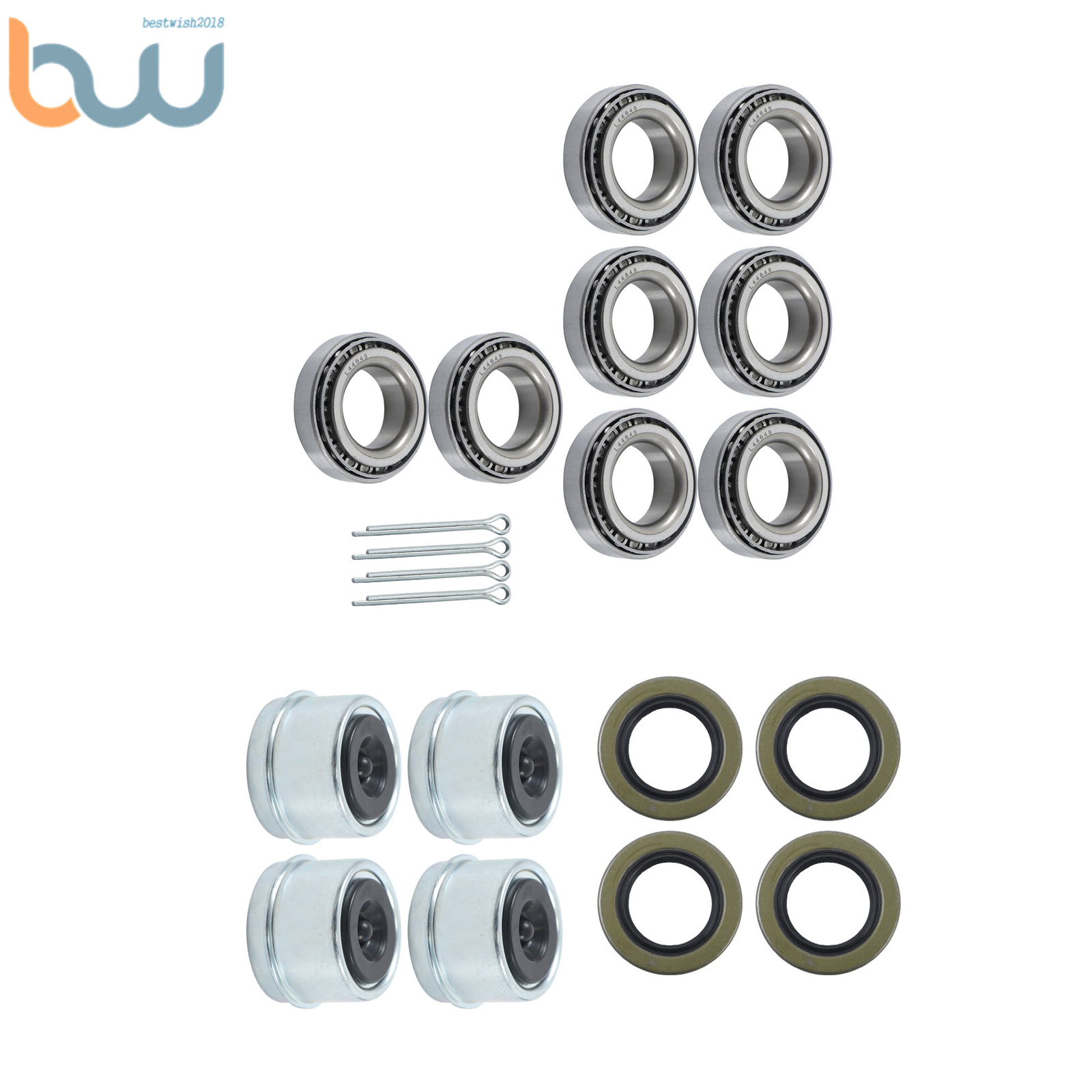 For 1-1/16″ 2000Lbs Axle Boat Trailer Wheel Hub Bearing Kit L44649/L44610-4 Set