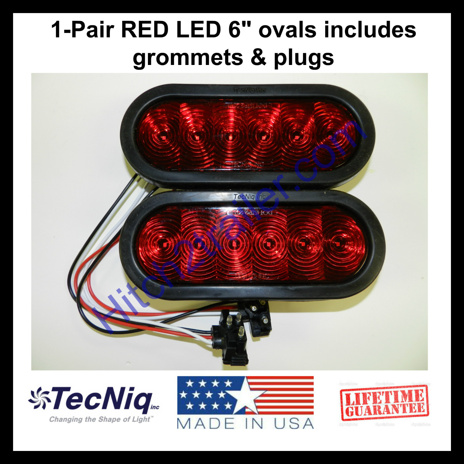 (2) Trailer Truck LED Sealed RED 6″ Oval Stop/Turn/Tail Light TECNIQ USA