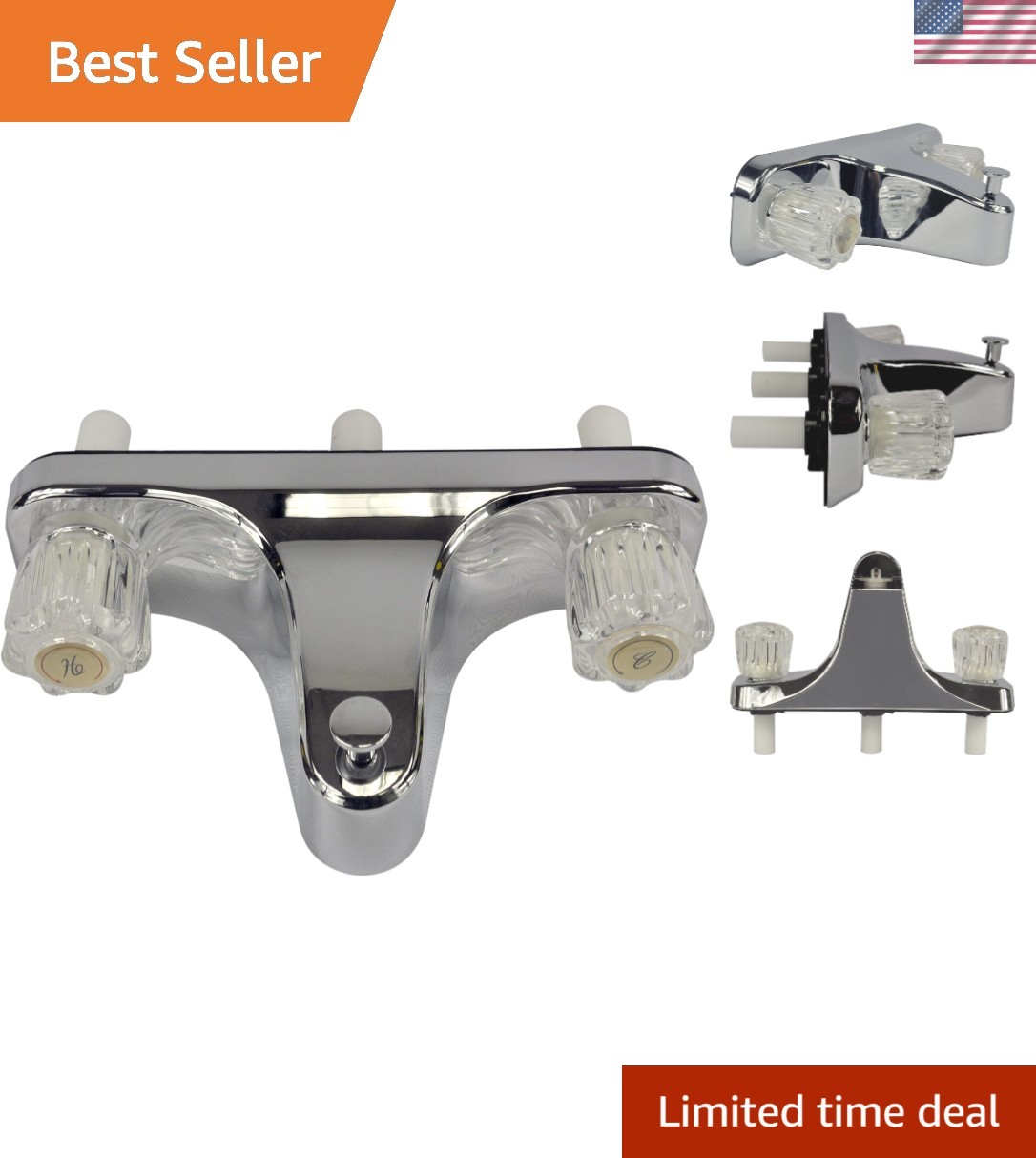 Easy-Install 8-Inch Mobile Home Tub & Shower Faucet with Stylish Knob Handles