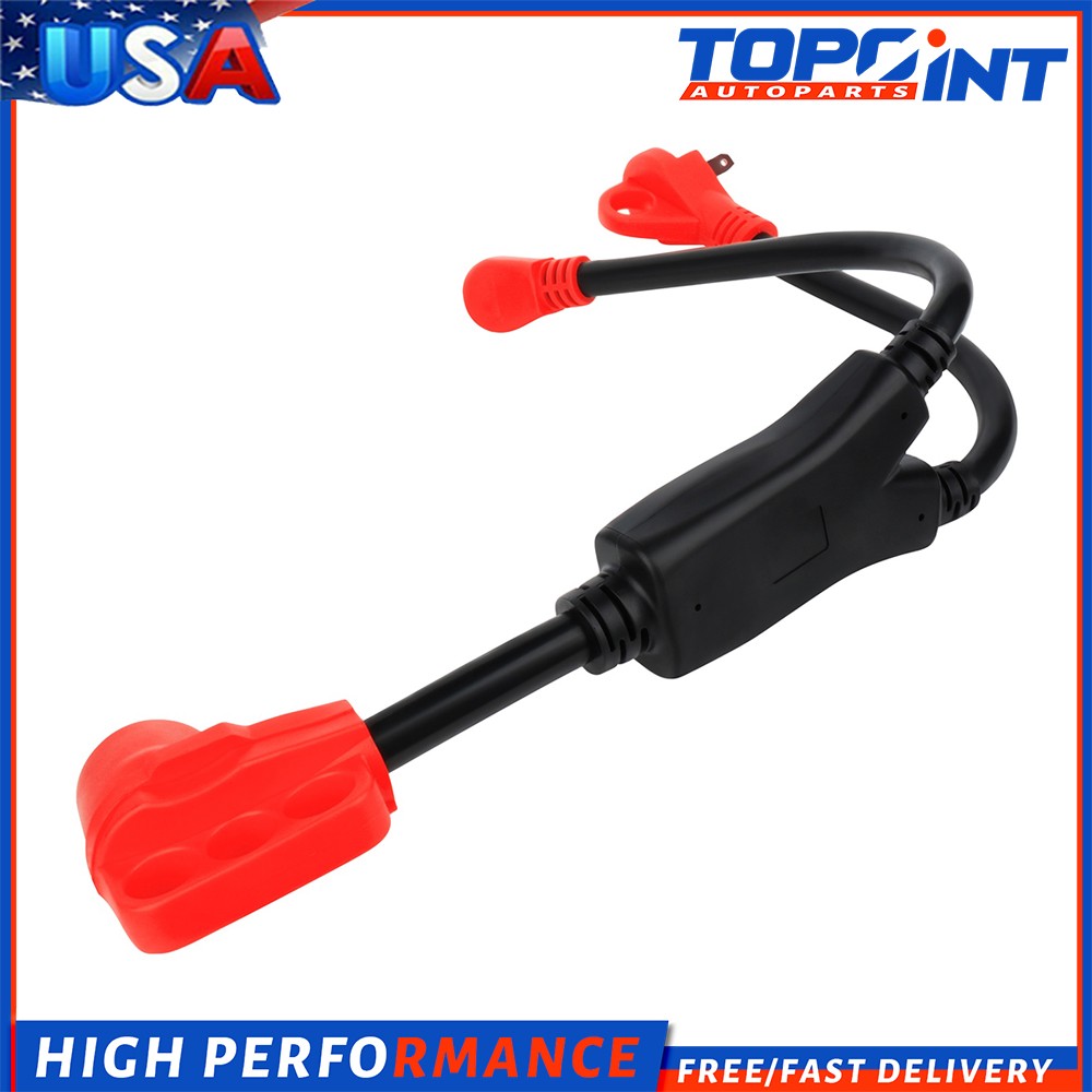 New RV Power Cord Adapter Y Split 50 amp Female to (1) 30 amp – (1) 15 amp Male