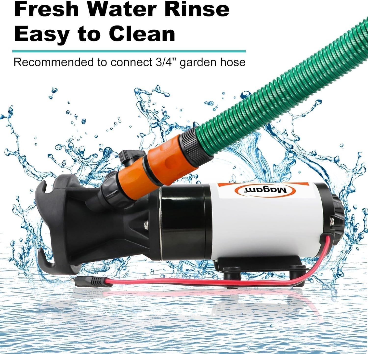 RV Macerator Pump 12V,12GPM Suction 3.2 feet Lift 10 feet with Garden Hose Di…