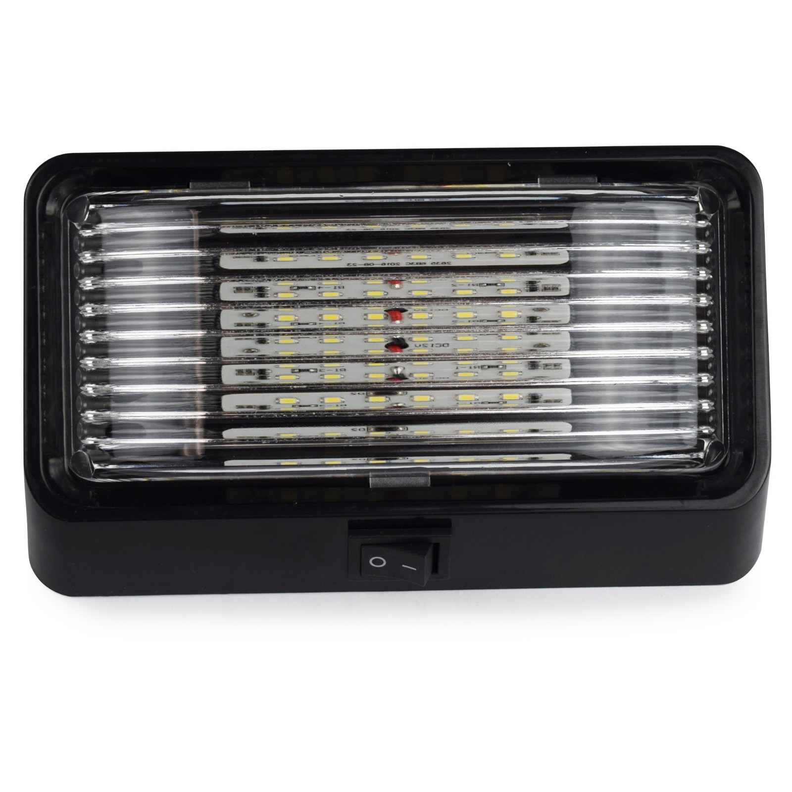 2 Black RV LED Porch Light rectangle clear amber lens camper RV trailer w/switch