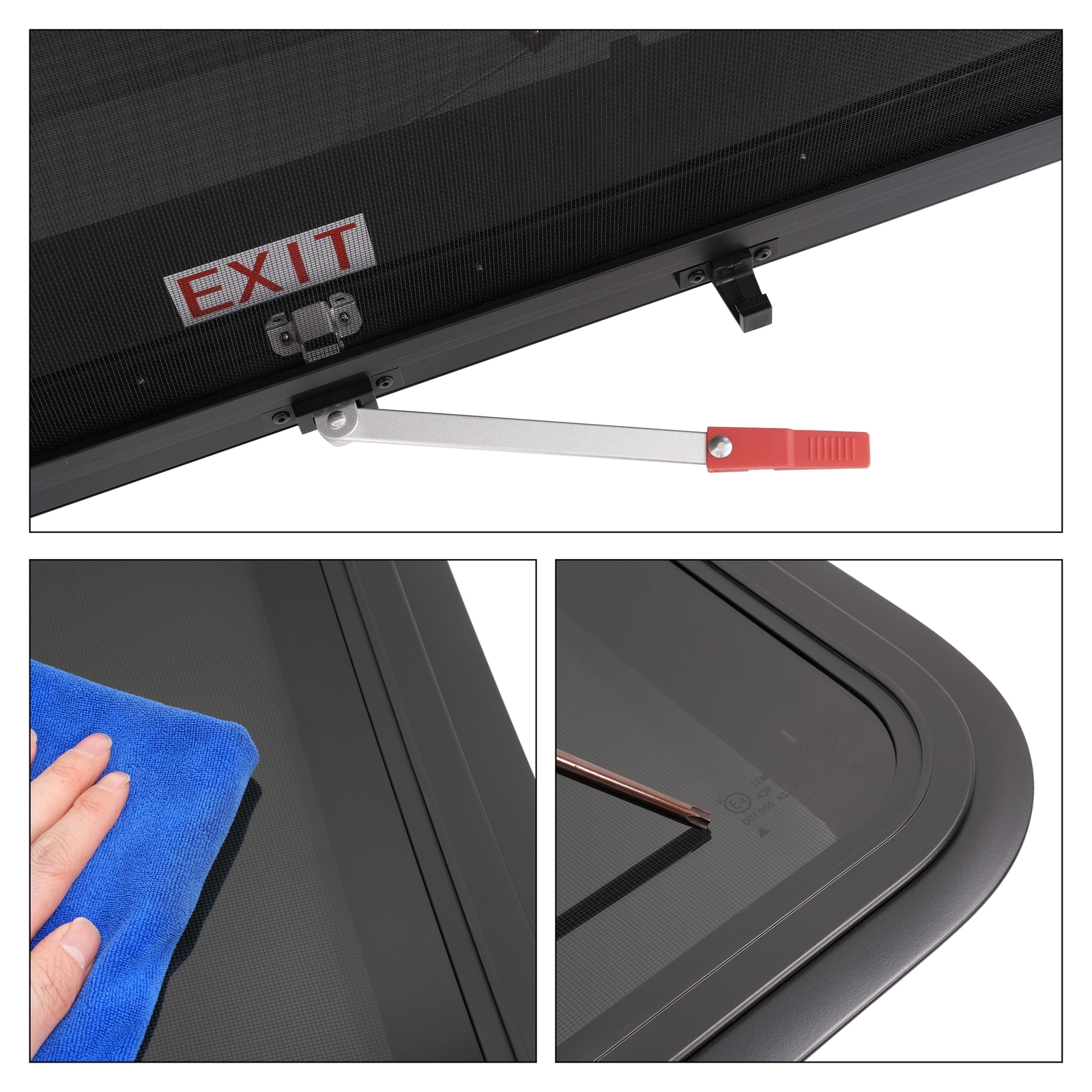 36″ W x 22″ H RV Exit Window For Camper Emergency Push Out Window Tempered Glass