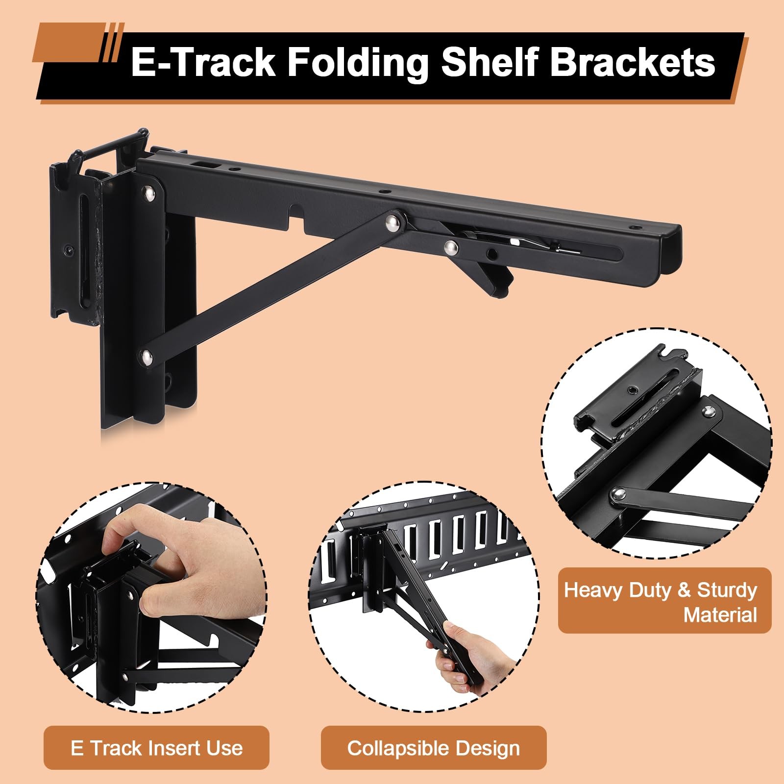 10 Inch E Track Folding Shelf Brackets Heavy Duty E Track Accessories for Enc…