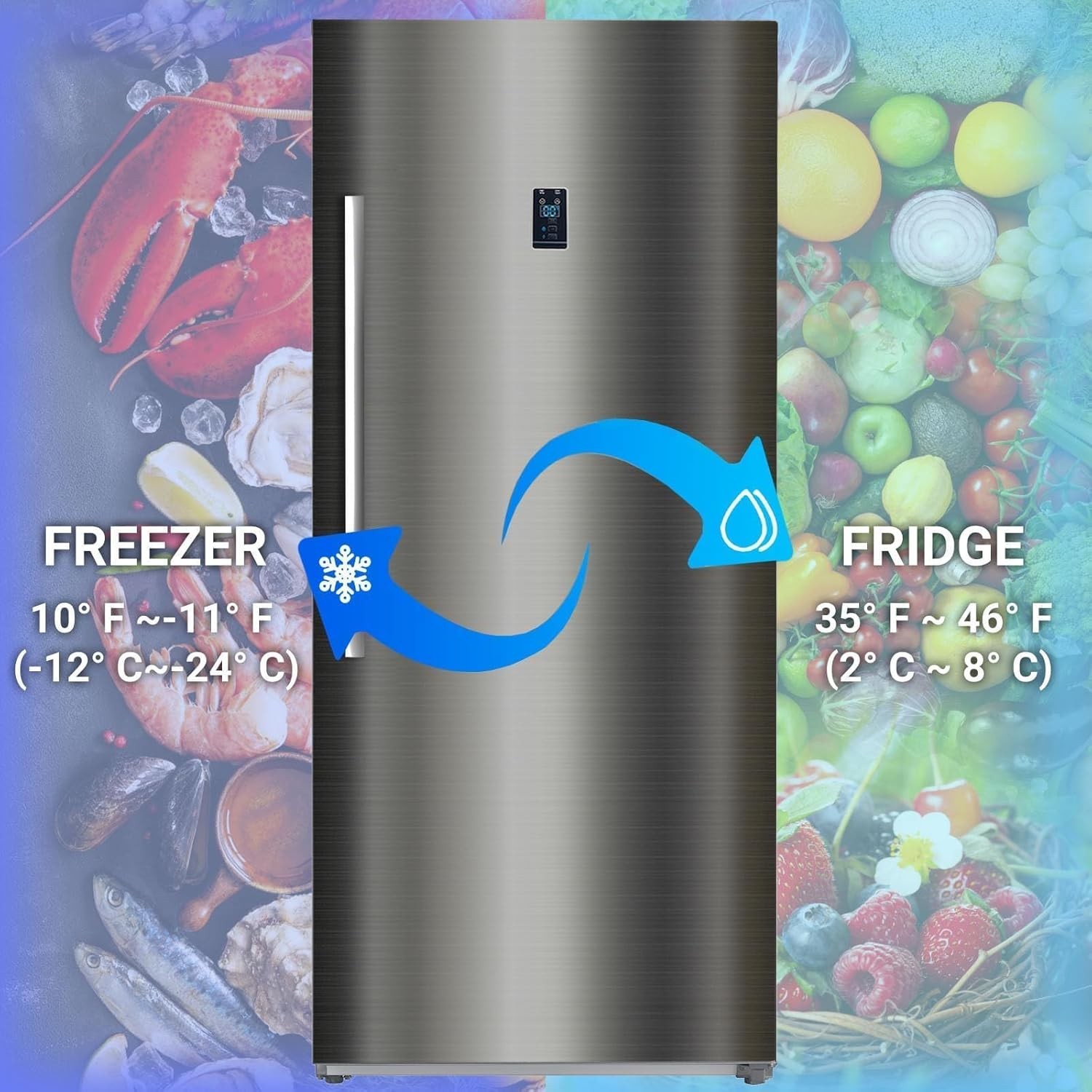 SMAD Upright Freezer/Fridge 21 Cu.Ft Stand Up Refrigerator, Congelador Vertical