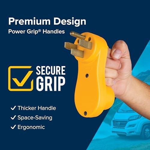 Camco Power Grip Electrical Offset Adapter, 50 amp to 30 amp RV Power Adapter