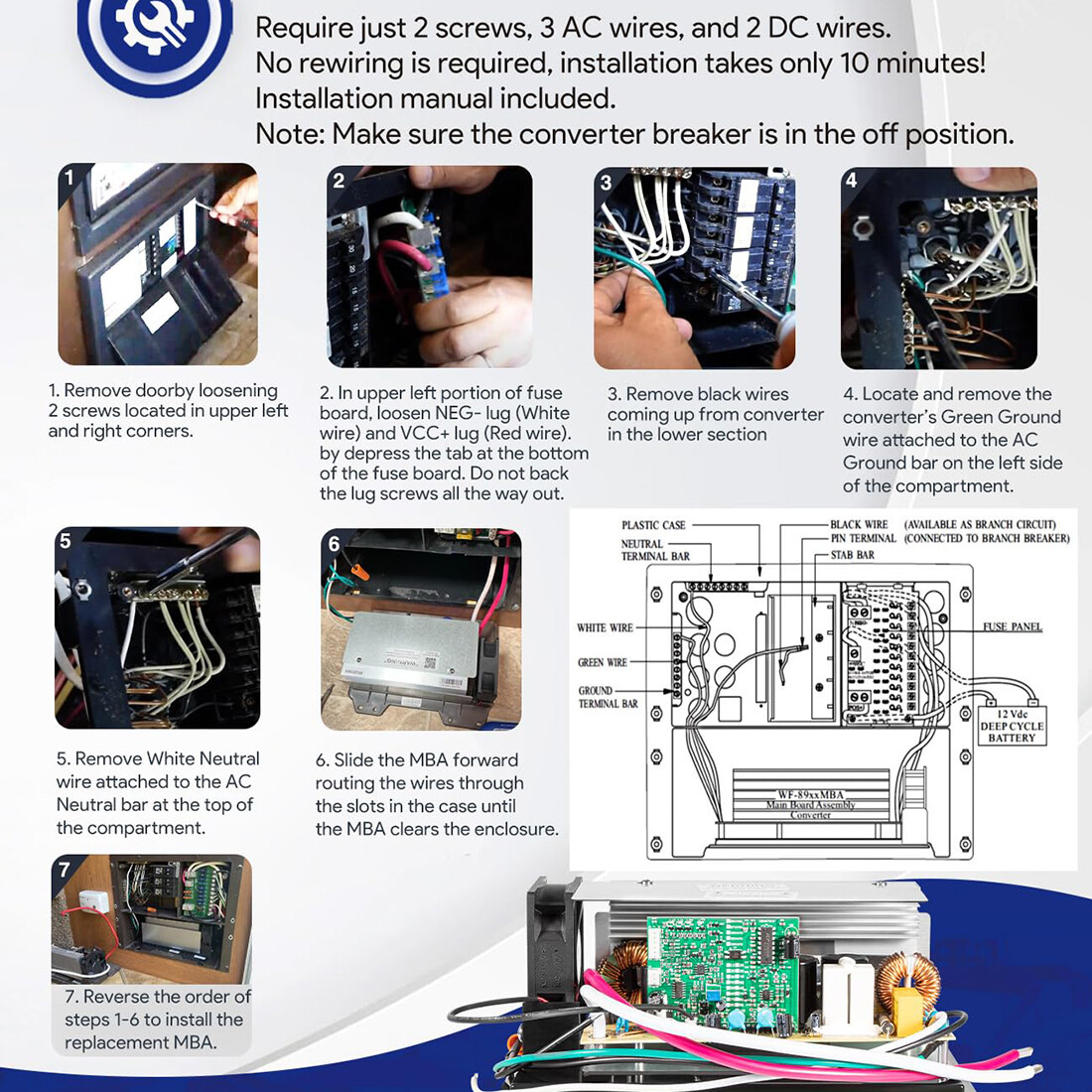 WF-8955-MBA Power Converter Assembly for WF-8955PEC and Parallax 7155 Converter