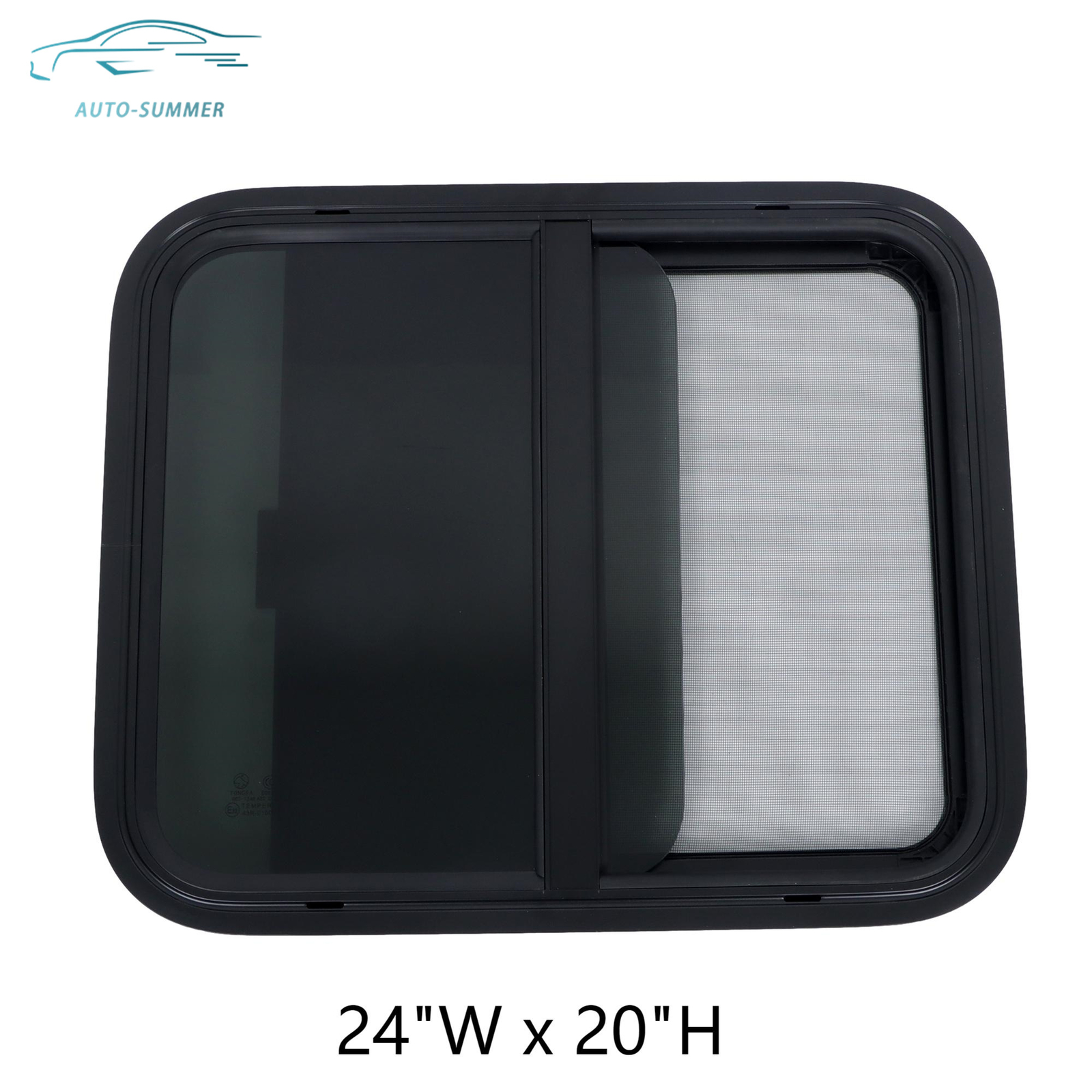 24″~48″W × 15″~22″H Universal RV Window w/Trim Ring Black Horizontal Sliding