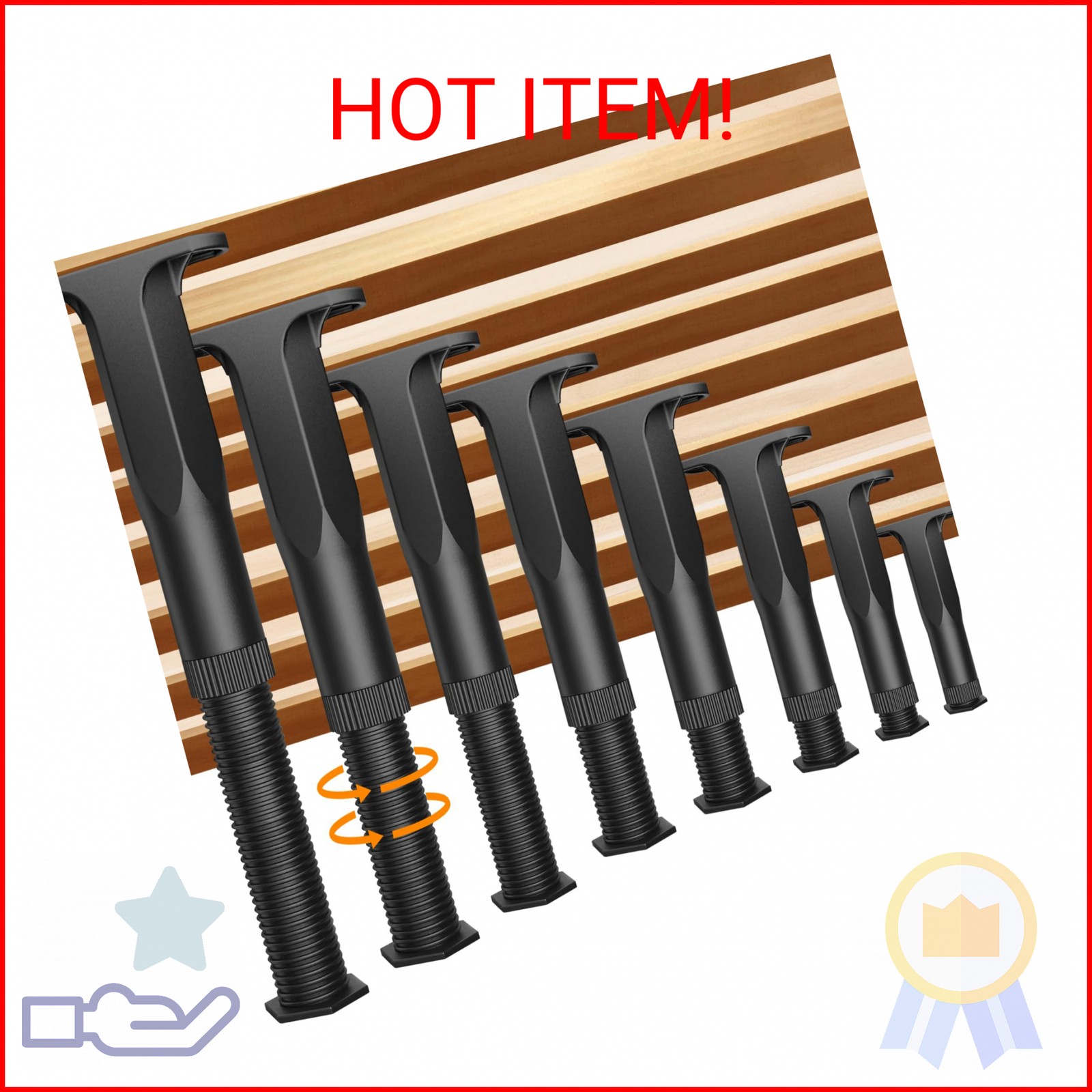 Jonkehai 8PCS Adjustable Bed Support Legs Bed Frame Support Legs Adjustable Bed