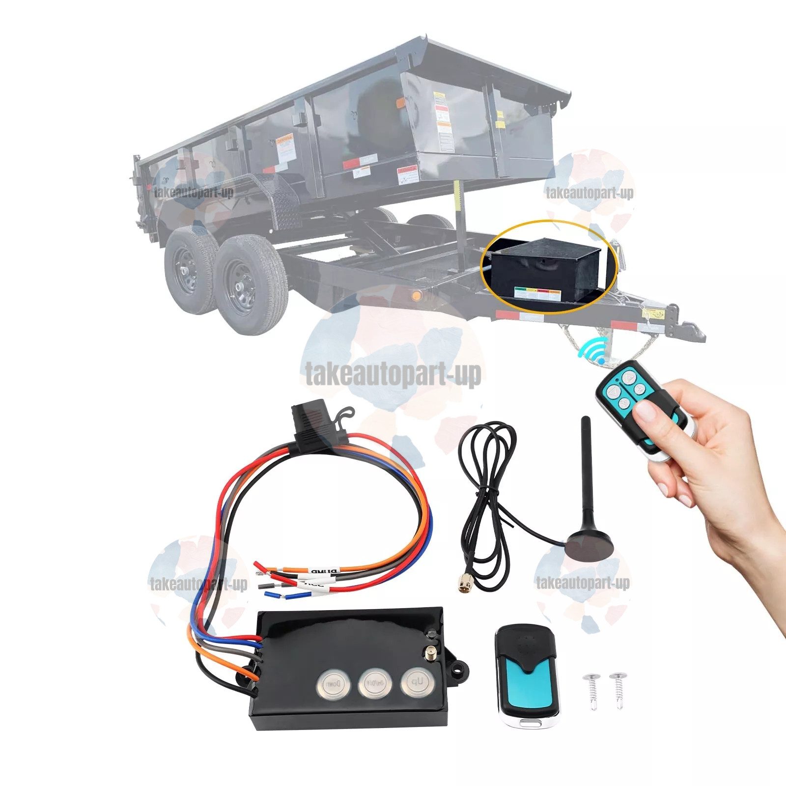 For G3-H01 DUMP TRAILER WIRELESS REMOTE CONTROL SYSTEM 12V HYDRAULIC LIFT WINCH