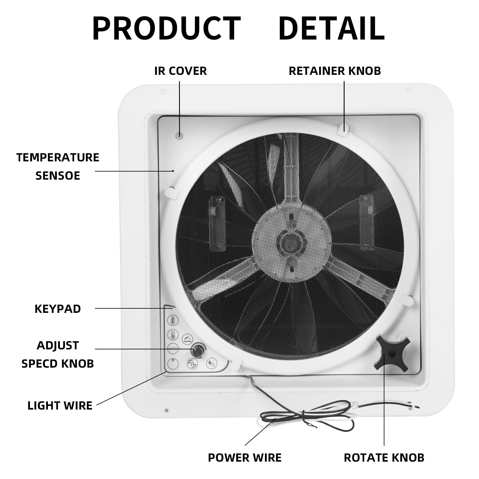 14” 12V RV Roof Vent Air Max LED Fan Remote 10 Speed Camper Rain Sensor NEW