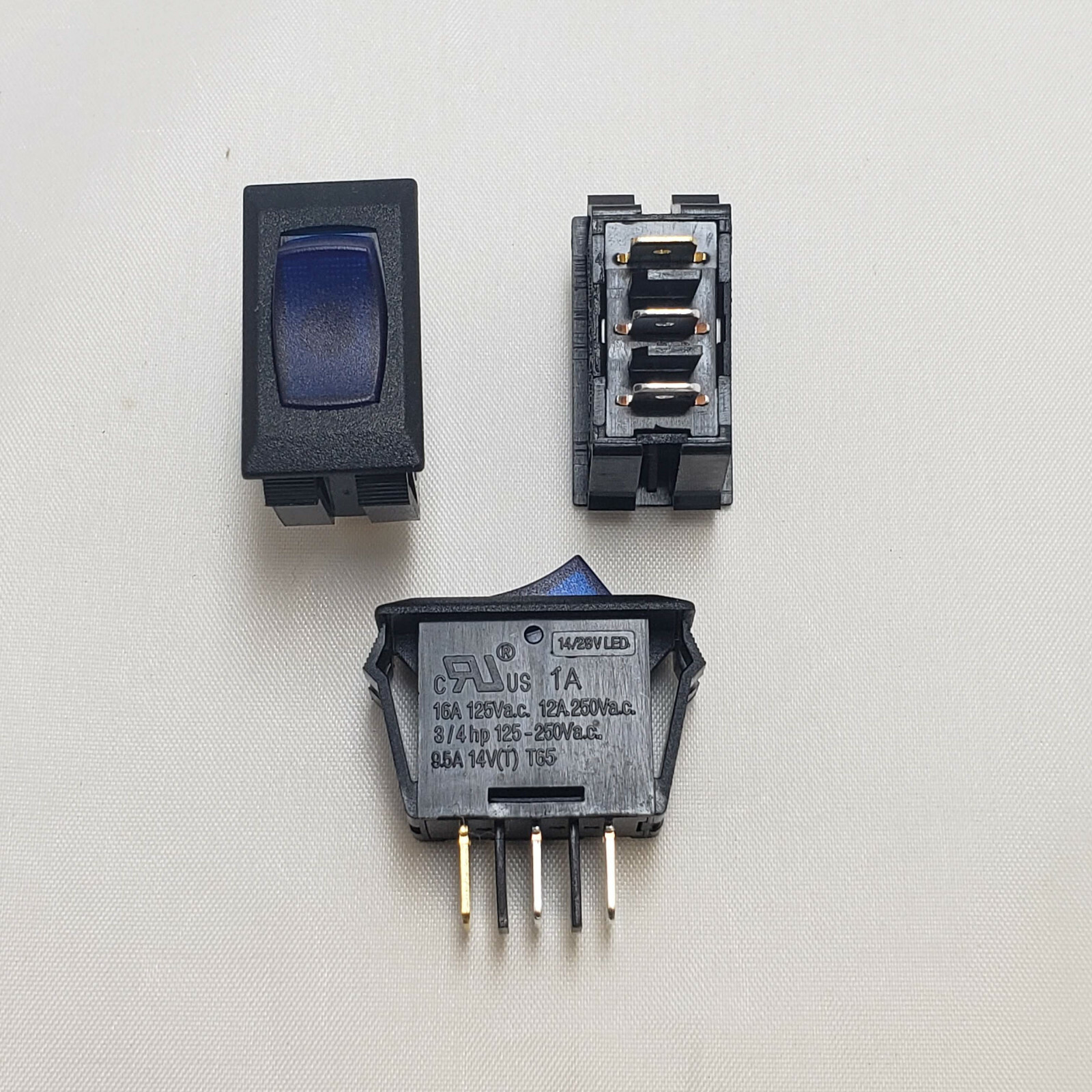 1A-36 SIGMA SWITCHES REPLACEMENT SPST BLUE LIGHTED 12V LED BLACK BODY ON/OFF