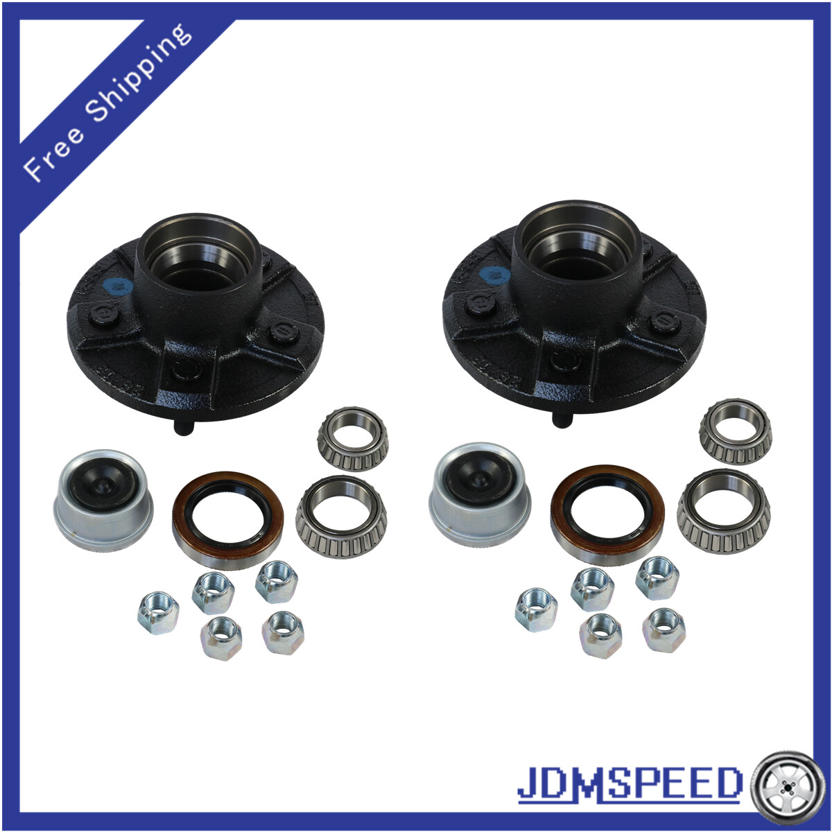 Set 2 Trailer Idler Hub Kits 5 on 4.5 for 3500 lbs Axle – 22017K 1/2″-20 thread