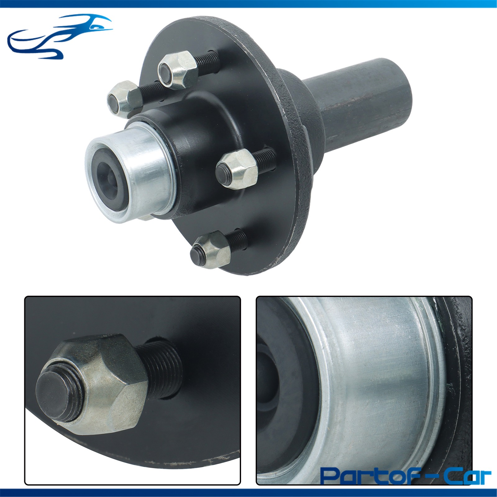 Round #84 Spindle 5 on 4.5′ Trailer Hub Kit W/ Bearing Kit For 3500 lbs Axle