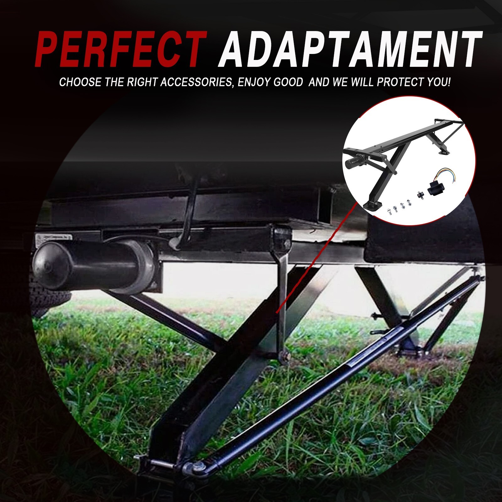 Universal Rear Trailer Stabilizer Jack Stand Stabilizer Jack Kit 298707, Black