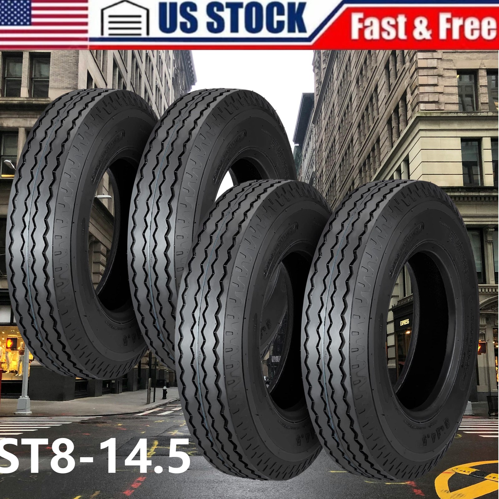 💎??4 Pack Trailer Tires ST 205/85D14.5 (8-14.5) Load G 14 Ply Speed Rating K Bi