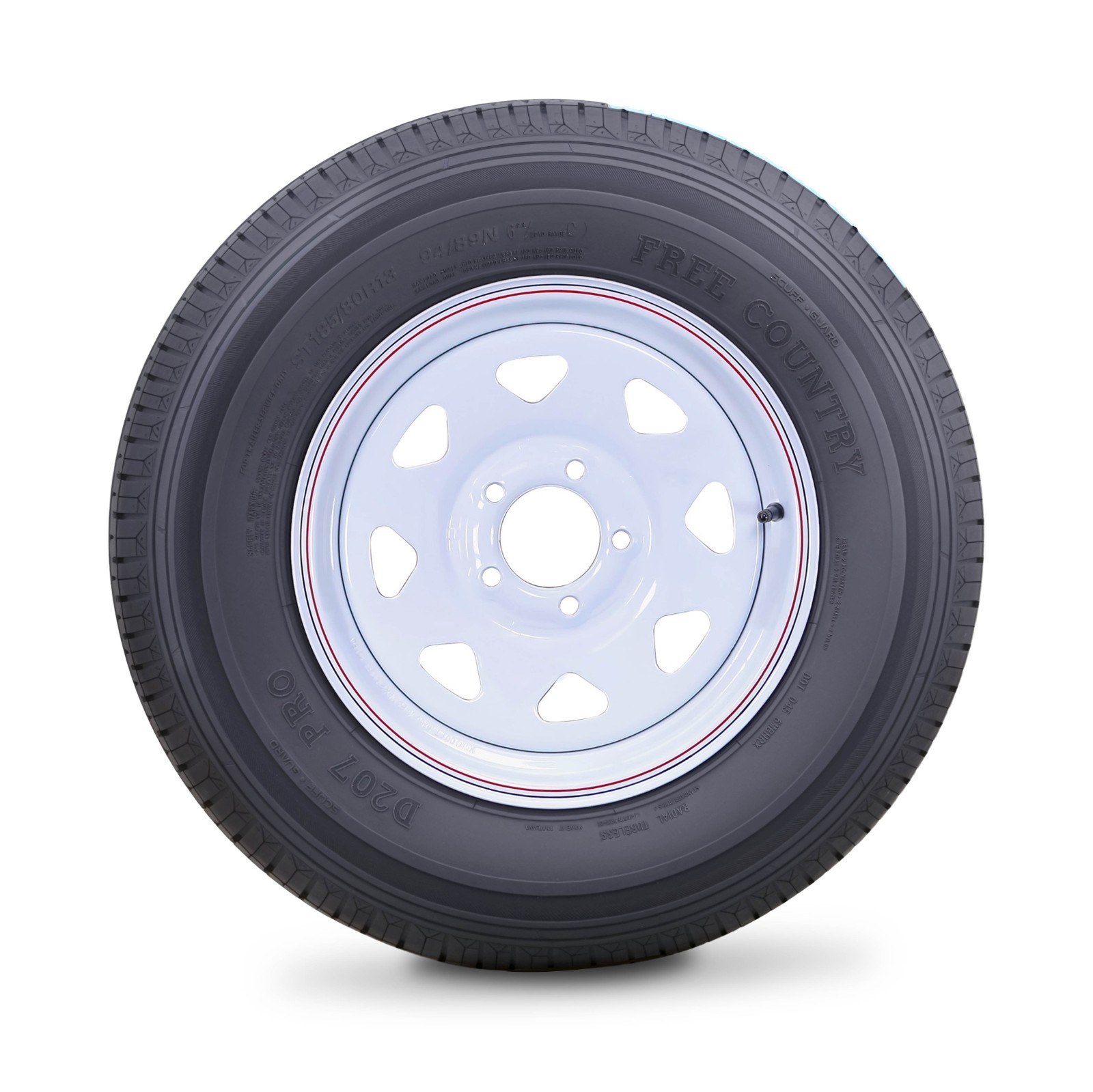Free Country Trailer Tire Rim ST185/80R13 6-Ply C 94M 5 Lug x 4.5″ White Spoke