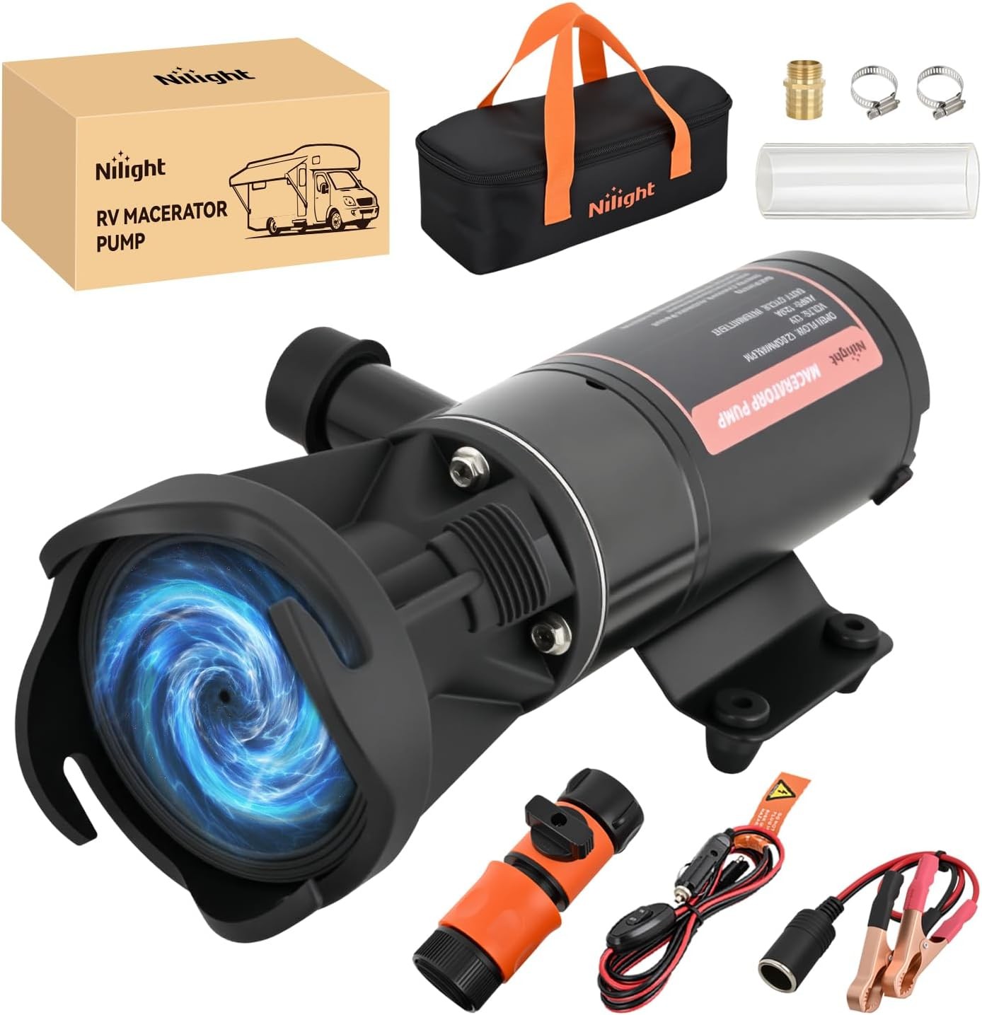 Nilight Macerator Pump for RV 12V 12GPM Portable Quick Release Self-Priming
