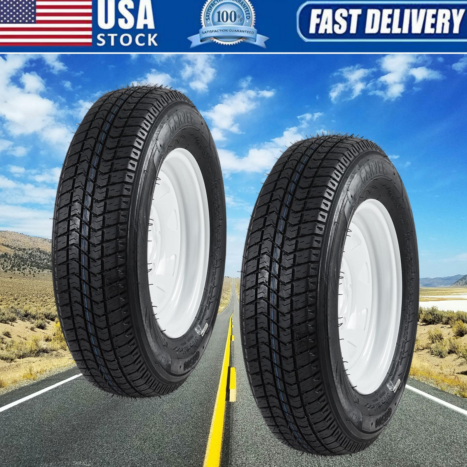 Set of 2 ST175/80D13 Trailer Tires 6Ply Load Range C 175 80 13 Tyres 5 lug 6 Ply