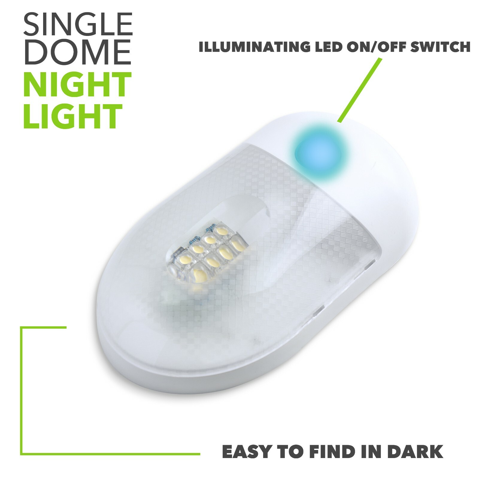 Single Dome W Night Light Switch RV Camber Trailer Interior Ceiling LED 12V