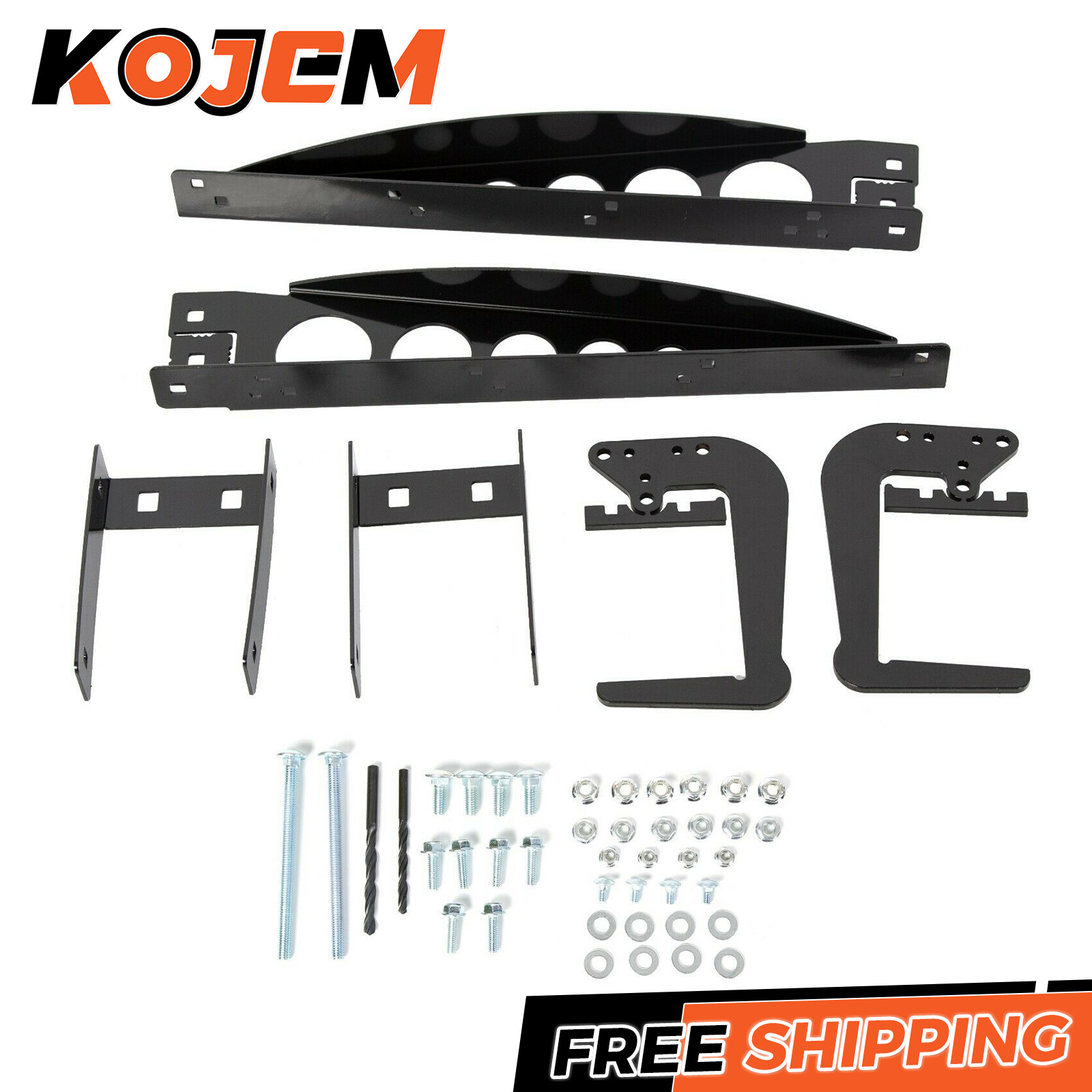 RV 4″ Square Bumper-Mounted Cargo Box Support Arms Bracket Black