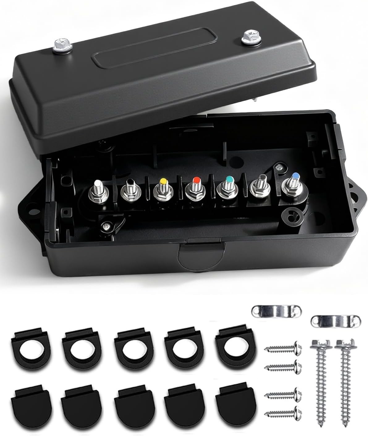 7-Pin Waterproof Junction Box with Quick Identification for RV & Trailer Wiring
