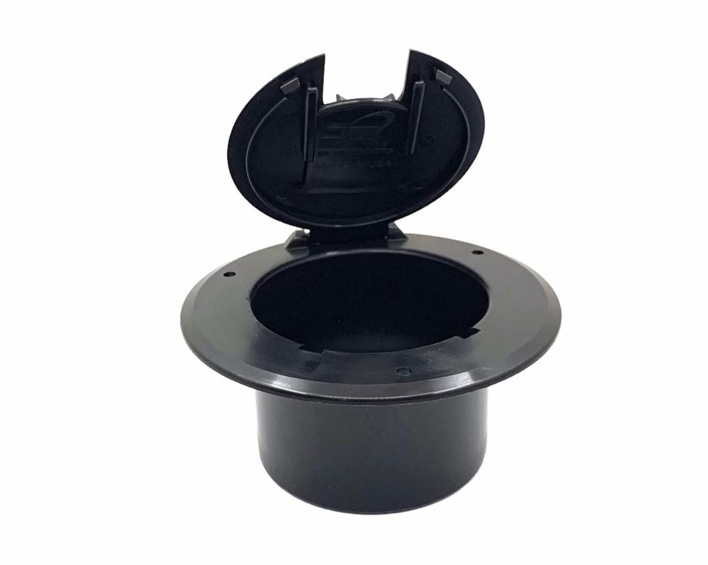 JR Products 541-3-A Electrical Cord Hatch Round 5-1/8 Inch x 2-3/8 Inch Black