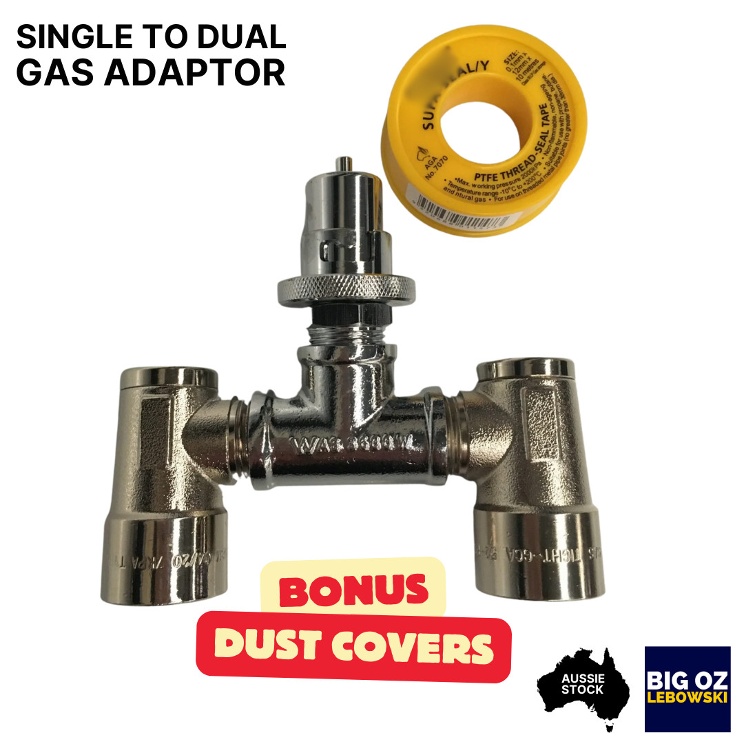Compliant Motorhome & BBQ Dual Bayonet Gas Adapter – Single to Dual Outlet